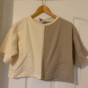 Two tone crop T shirt